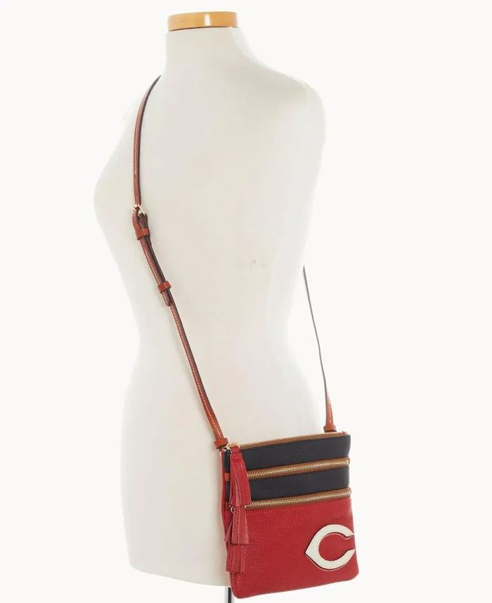Dooney and Bourke MLB Reds Triple Zip Crossbody Reds WomenMen Crossbodies