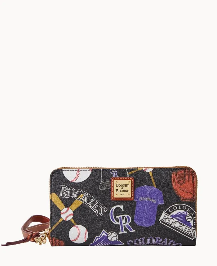 Dooney and Bourke MLB Rockies Large Zip Around Wristlet Rockies WomenMen Wallets
