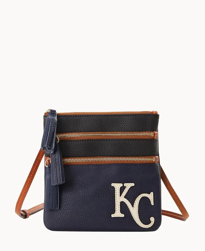 Dooney and Bourke MLB Royals Triple Zip Crossbody Royals WomenMen Crossbodies