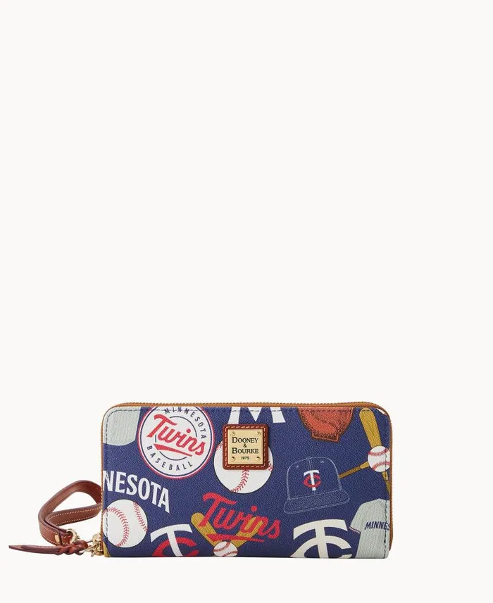 Dooney and Bourke MLB Twins Large Zip Around Wristlet Twins WomenMen Wallets