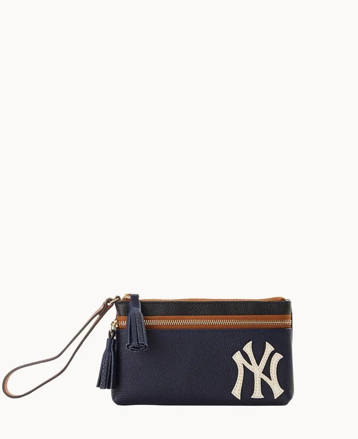 Dooney and Bourke MLB Yankees Double Zip Wristlet Yankees WomenMen Wallets