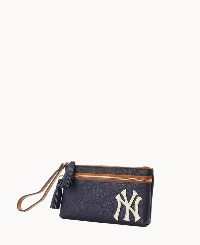Dooney and Bourke MLB Yankees Double Zip Wristlet Yankees WomenMen Wallets