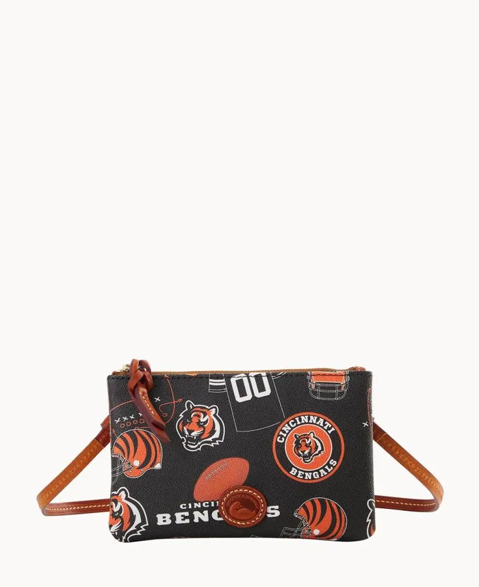 Dooney and Bourke NFL Bengals Top Zip Crossbody Bengals WomenMen Crossbodies