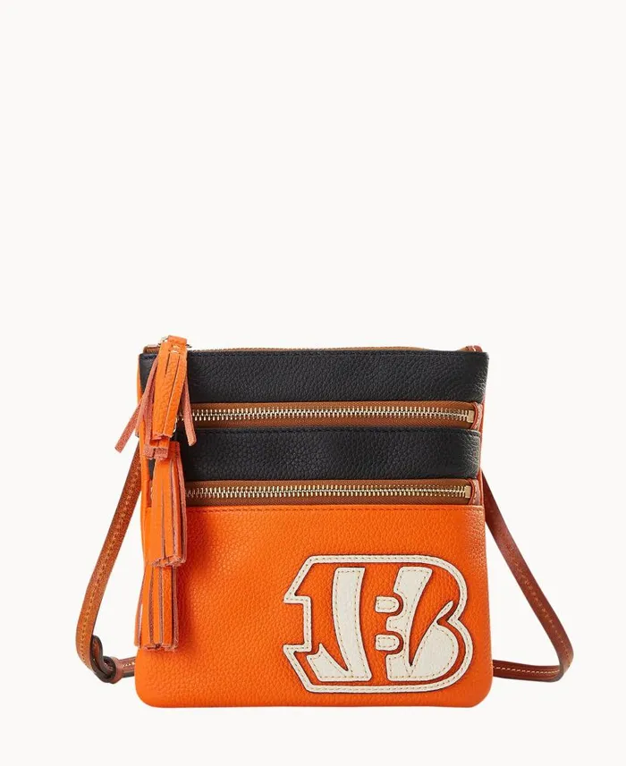 Dooney and Bourke NFL Bengals Triple Zip Crossbody Bengals WomenMen Crossbodies Dooney and Bourke NFL Bengals Triple Zip Crossbody Bengals WomenMen Crossbodies
