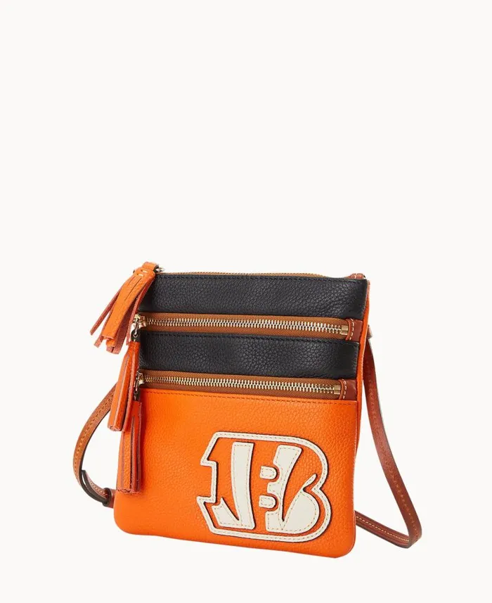 Dooney and Bourke NFL Bengals Triple Zip Crossbody Bengals WomenMen Crossbodies Dooney and Bourke NFL Bengals Triple Zip Crossbody Bengals WomenMen Crossbodies