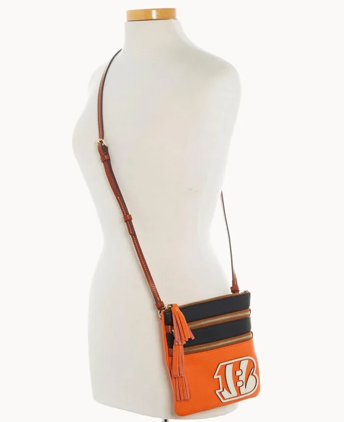 Dooney and Bourke NFL Bengals Triple Zip Crossbody Bengals WomenMen Crossbodies Dooney and Bourke NFL Bengals Triple Zip Crossbody Bengals WomenMen Crossbodies