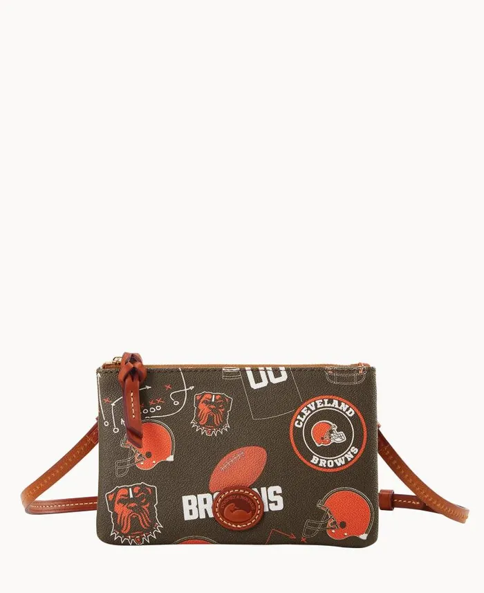 Dooney and Bourke NFL Browns Top Zip Crossbody Browns WomenMen Crossbodies