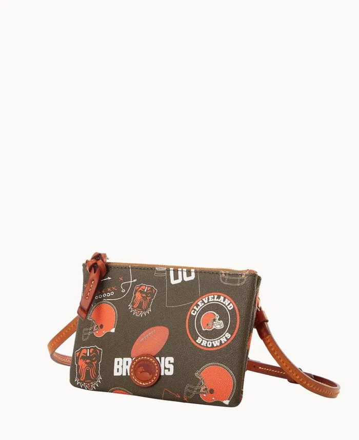 Dooney and Bourke NFL Browns Top Zip Crossbody Browns WomenMen Crossbodies