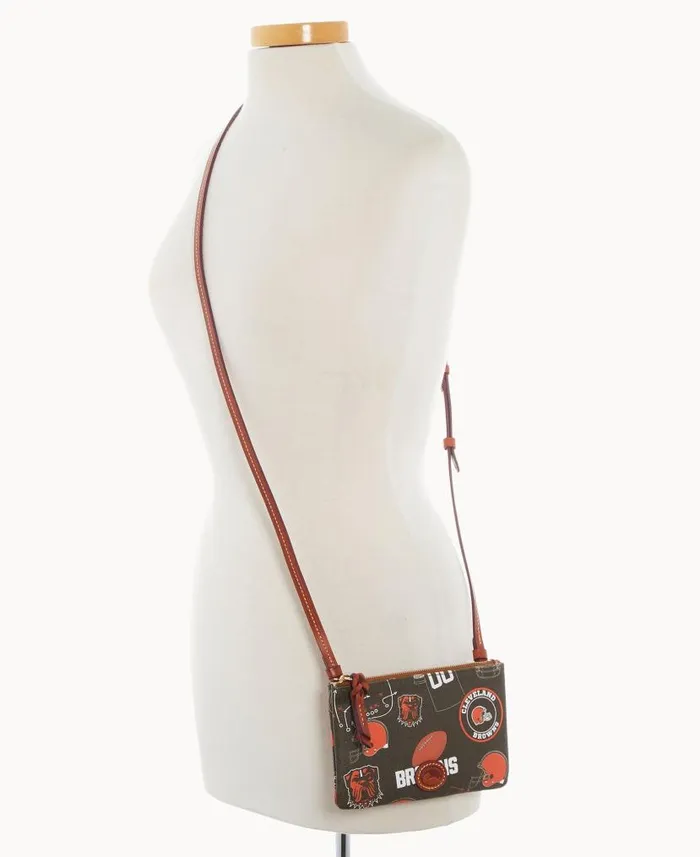Dooney and Bourke NFL Browns Top Zip Crossbody Browns WomenMen Crossbodies