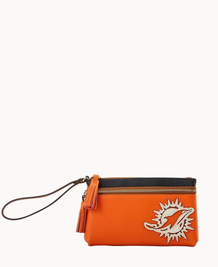 Dooney and Bourke NFL Dolphins Double Zip Wristlet Dolphins WomenMen Wallets