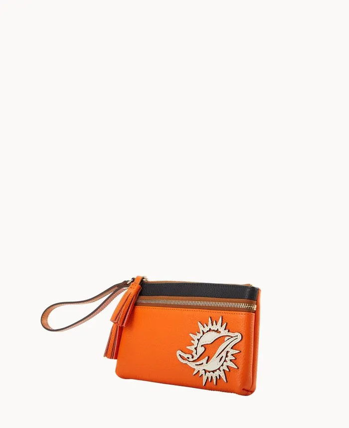 Dooney and Bourke NFL Dolphins Double Zip Wristlet Dolphins WomenMen Wallets Dooney and Bourke NFL Dolphins Double Zip Wristlet Dolphins WomenMen Wallets