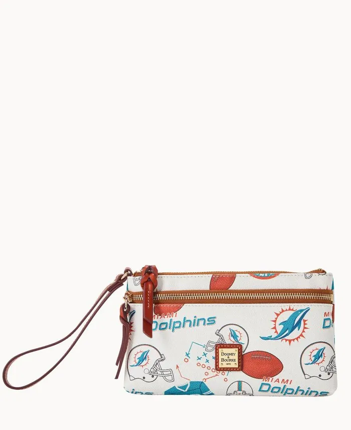 Dooney and Bourke NFL Dolphins Double Zip Wristlet Miami Dolphins WomenMen Wallets Dooney and Bourke NFL Dolphins Double Zip Wristlet Miami Dolphins WomenMen Wallets