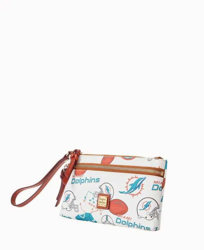 Dooney and Bourke NFL Dolphins Double Zip Wristlet Miami Dolphins WomenMen Wallets Dooney and Bourke NFL Dolphins Double Zip Wristlet Miami Dolphins WomenMen Wallets