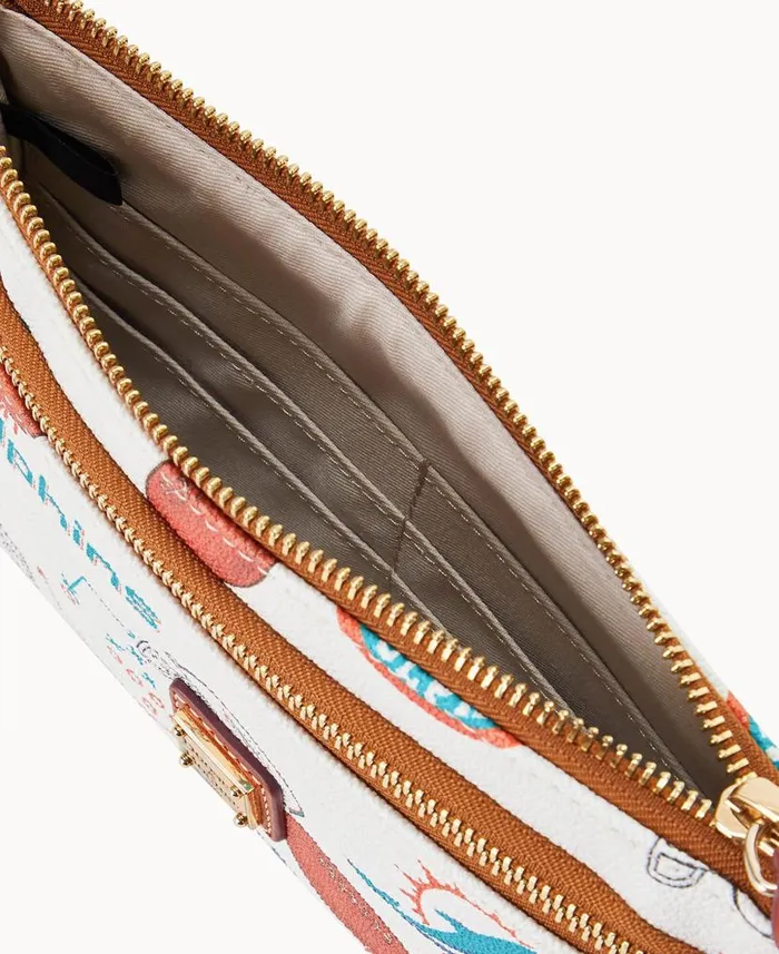 Dooney and Bourke NFL Dolphins Double Zip Wristlet Miami Dolphins WomenMen Wallets Dooney and Bourke NFL Dolphins Double Zip Wristlet Miami Dolphins WomenMen Wallets