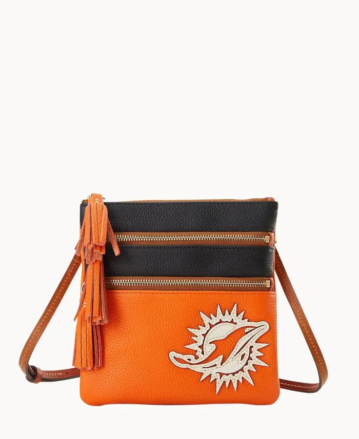 Dooney and Bourke NFL Dolphins Triple Zip Crossbody Dolphins WomenMen Crossbodies Dooney and Bourke NFL Dolphins Triple Zip Crossbody Dolphins WomenMen Crossbodies