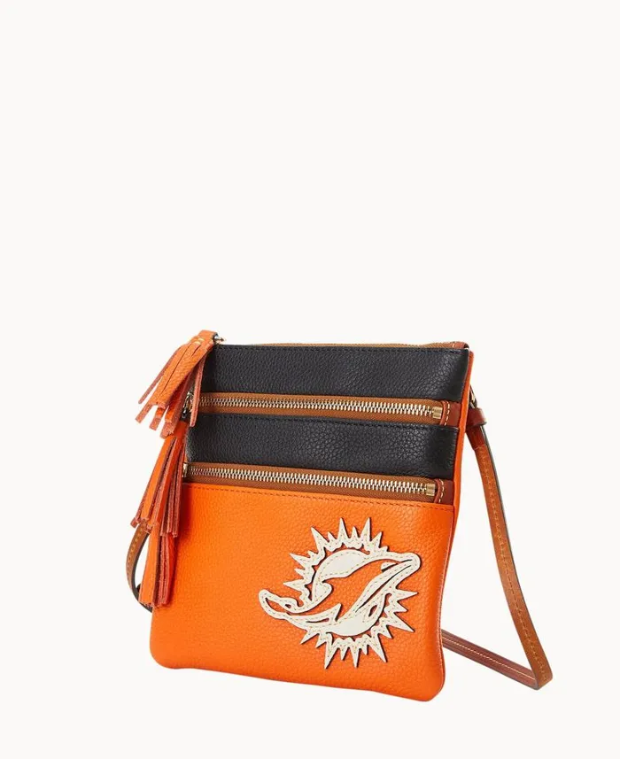 Dooney and Bourke NFL Dolphins Triple Zip Crossbody Dolphins WomenMen Crossbodies Dooney and Bourke NFL Dolphins Triple Zip Crossbody Dolphins WomenMen Crossbodies