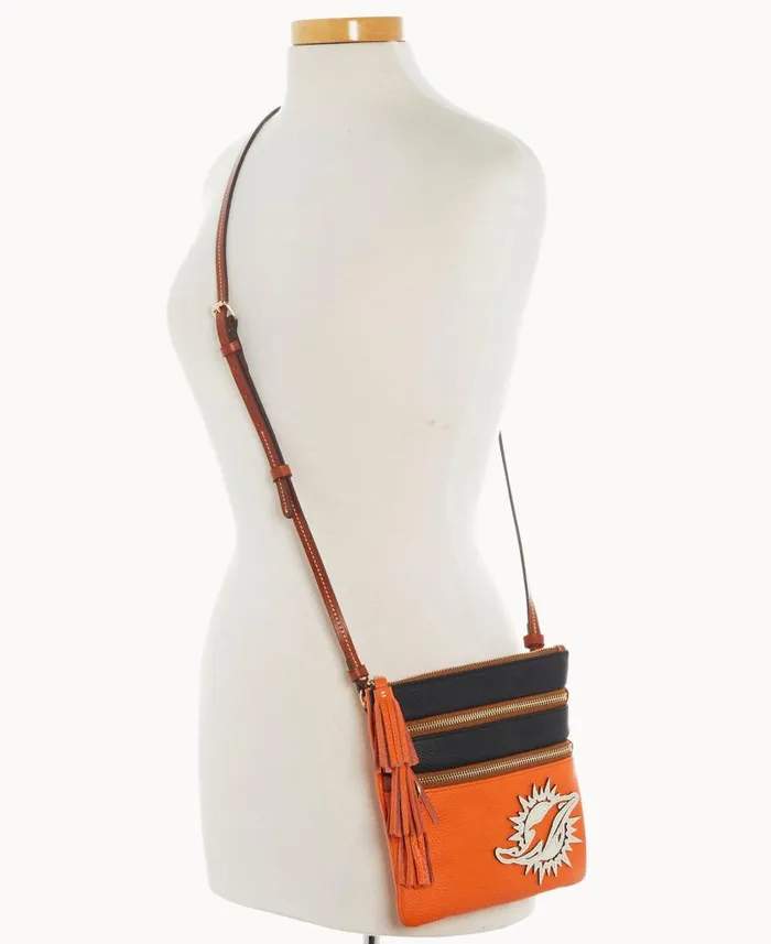 Dooney and Bourke NFL Dolphins Triple Zip Crossbody Dolphins WomenMen Crossbodies Dooney and Bourke NFL Dolphins Triple Zip Crossbody Dolphins WomenMen Crossbodies