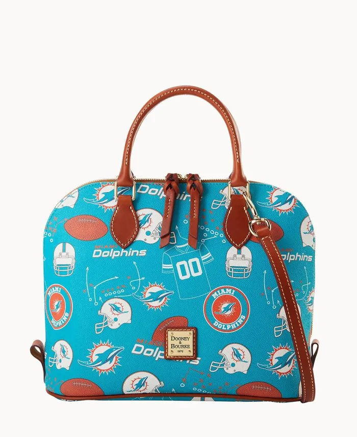 Dooney and Bourke NFL Dolphins Zip Zip Satchel Dolphins WomenMen Satchels