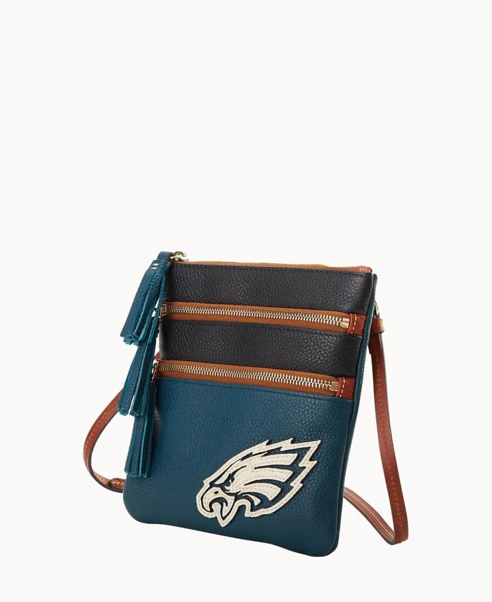Dooney and Bourke NFL Eagles Triple Zip Crossbody Eagles WomenMen Crossbodies Dooney and Bourke NFL Eagles Triple Zip Crossbody Eagles WomenMen Crossbodies