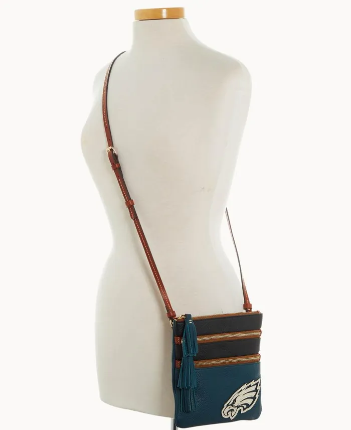 Dooney and Bourke NFL Eagles Triple Zip Crossbody Eagles WomenMen Crossbodies Dooney and Bourke NFL Eagles Triple Zip Crossbody Eagles WomenMen Crossbodies