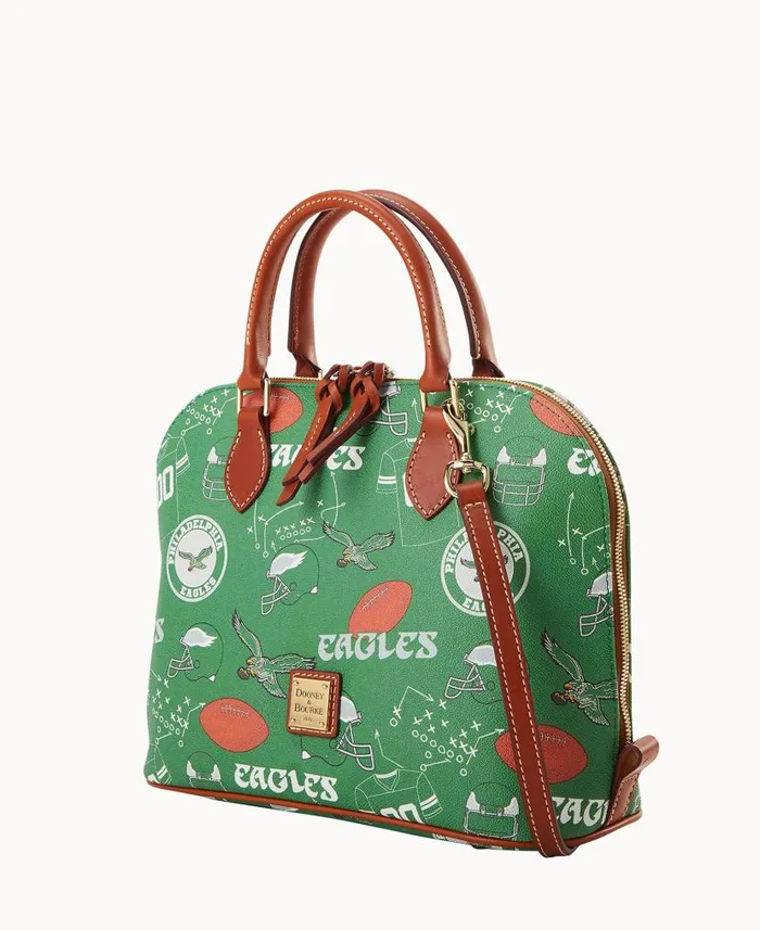 Dooney and Bourke NFL Eagles Zip Zip Satchel Eagles WomenMen Satchels