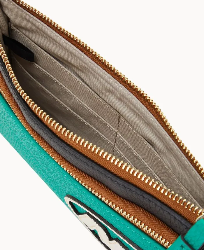 Dooney and Bourke NFL Jets Double Zip Wristlet Jets WomenMen Wallets