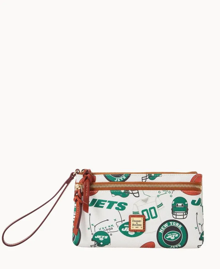 Dooney and Bourke NFL Jets Double Zip Wristlet New York Jets WomenMen Wallets Dooney and Bourke NFL Jets Double Zip Wristlet New York Jets WomenMen Wallets