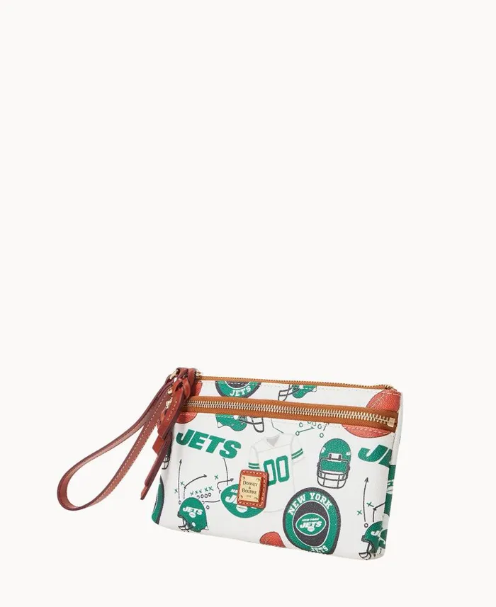 Dooney and Bourke NFL Jets Double Zip Wristlet New York Jets WomenMen Wallets Dooney and Bourke NFL Jets Double Zip Wristlet New York Jets WomenMen Wallets