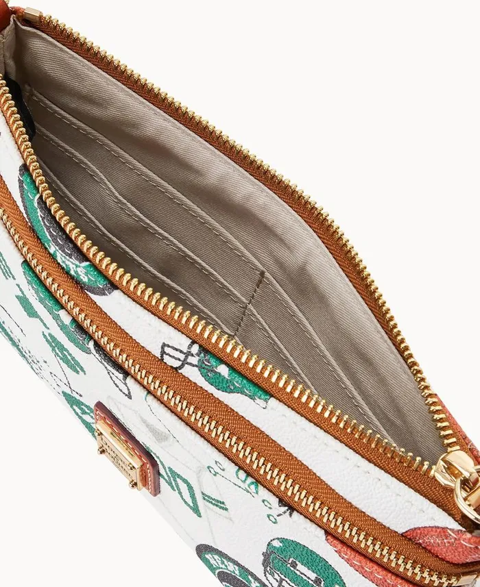 Dooney and Bourke NFL Jets Double Zip Wristlet New York Jets WomenMen Wallets Dooney and Bourke NFL Jets Double Zip Wristlet New York Jets WomenMen Wallets