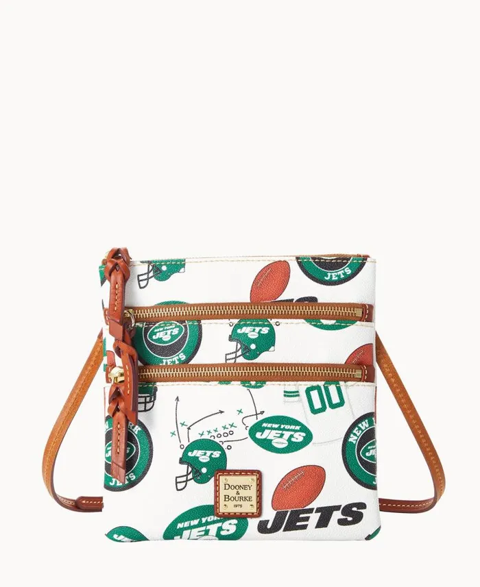 Dooney and Bourke NFL Jets N S Triple Zip Crossbody Jets WomenMen Crossbodies Dooney and Bourke NFL Jets N S Triple Zip Crossbody Jets WomenMen Crossbodies