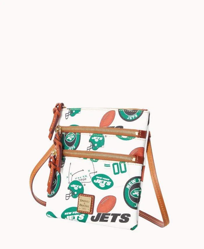 Dooney and Bourke NFL Jets N S Triple Zip Crossbody Jets WomenMen Crossbodies Dooney and Bourke NFL Jets N S Triple Zip Crossbody Jets WomenMen Crossbodies