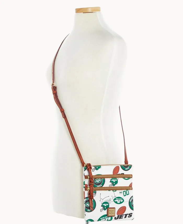 Dooney and Bourke NFL Jets N S Triple Zip Crossbody Jets WomenMen Crossbodies Dooney and Bourke NFL Jets N S Triple Zip Crossbody Jets WomenMen Crossbodies