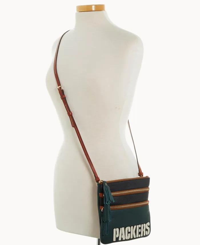 Dooney and Bourke NFL Packers Triple Zip Crossbody Packers WomenMen Crossbodies Dooney and Bourke NFL Packers Triple Zip Crossbody Packers WomenMen Crossbodies