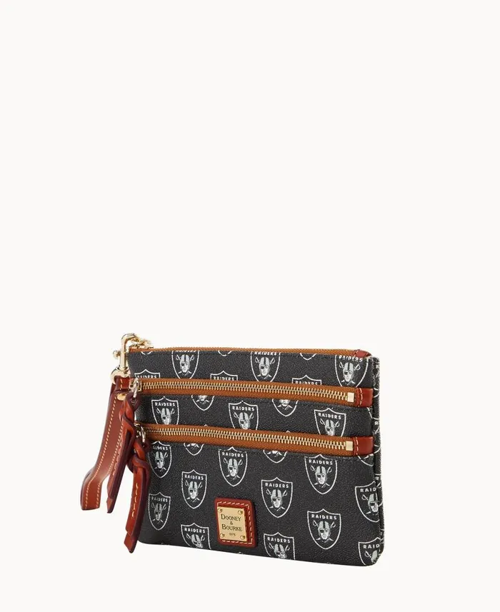 Dooney and Bourke NFL Raiders Triple Zip Wristlet Bills WomenMen Wallets