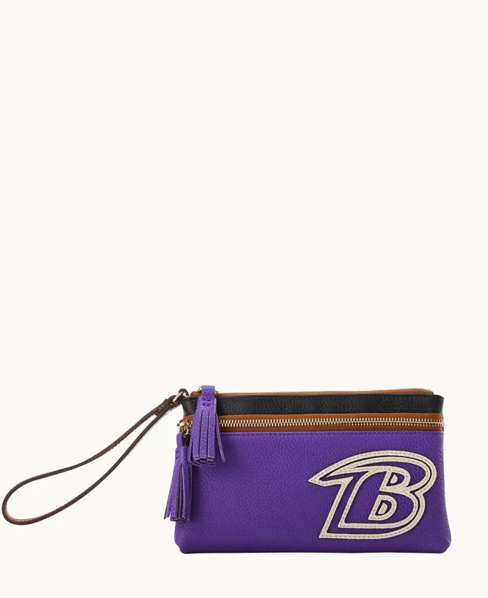 Dooney and Bourke NFL Ravens Double Zip Wristlet Ravens WomenMen Wallets