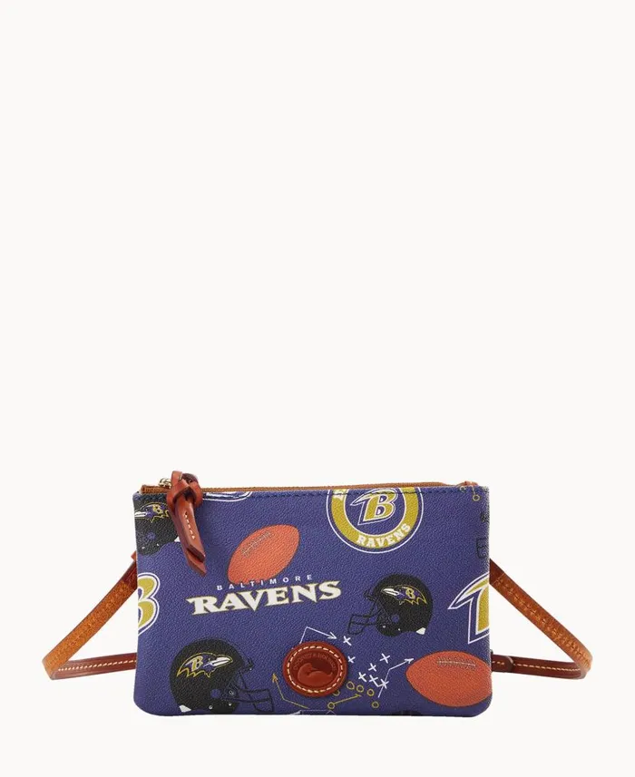 Dooney and Bourke NFL Ravens Top Zip Crossbody Ravens WomenMen Crossbodies
