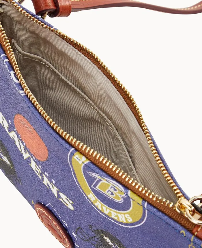 Dooney and Bourke NFL Ravens Top Zip Crossbody Ravens WomenMen Crossbodies