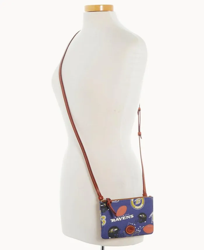 Dooney and Bourke NFL Ravens Top Zip Crossbody Ravens WomenMen Crossbodies