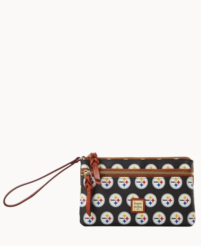 Dooney and Bourke NFL Steelers Double Zip Wristlet Steelers WomenMen Wallets