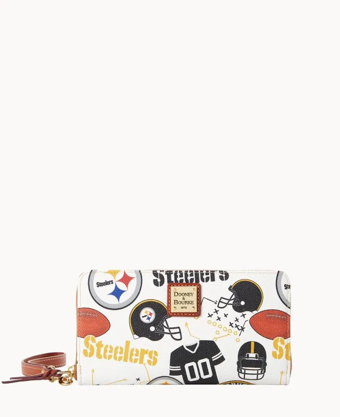 Dooney and Bourke NFL Steelers Large Zip Around Wristlet Steelers WomenMen Wallets Dooney and Bourke NFL Steelers Large Zip Around Wristlet Steelers WomenMen Wallets