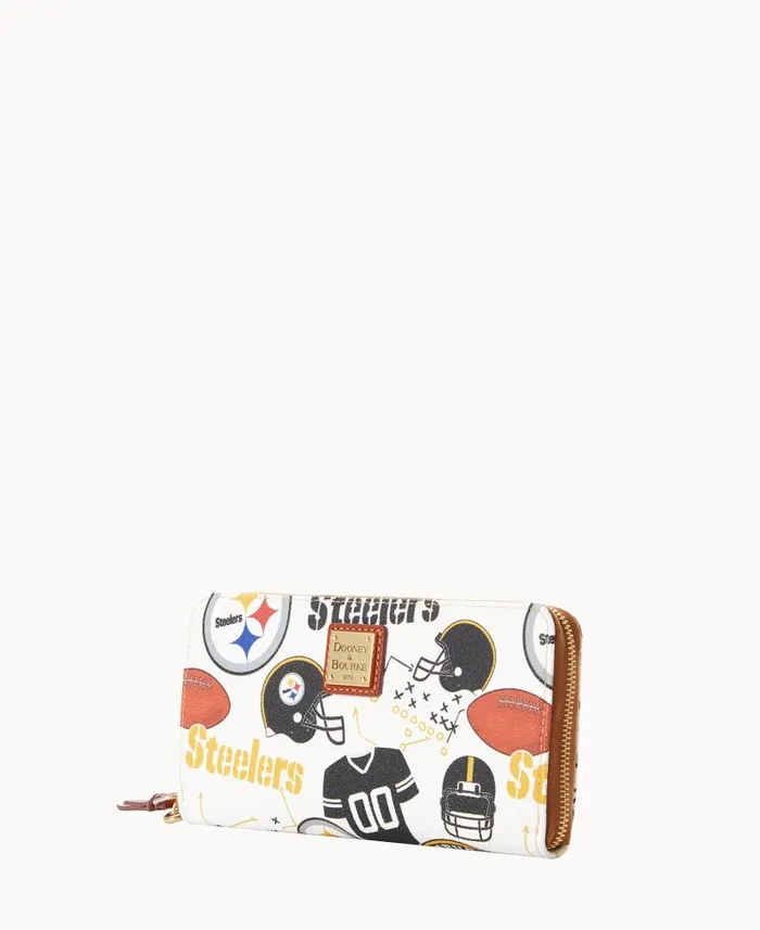 Dooney and Bourke NFL Steelers Large Zip Around Wristlet Steelers WomenMen Wallets Dooney and Bourke NFL Steelers Large Zip Around Wristlet Steelers WomenMen Wallets