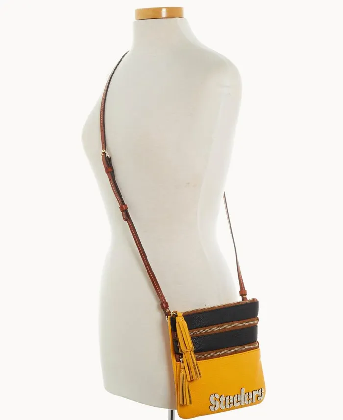 Dooney and Bourke NFL Steelers Triple Zip Crossbody Steelers WomenMen Crossbodies Dooney and Bourke NFL Steelers Triple Zip Crossbody Steelers WomenMen Crossbodies