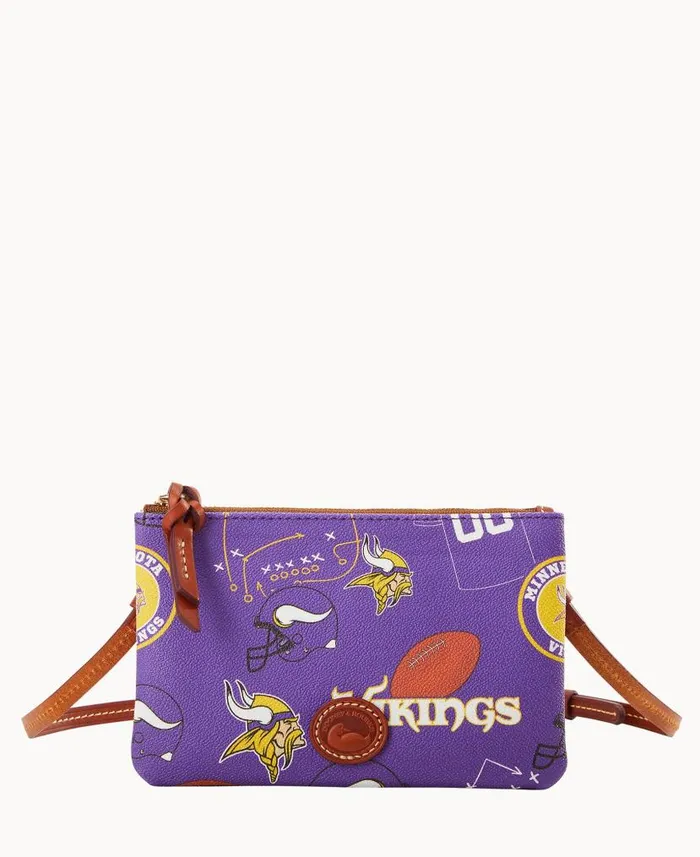 Dooney and Bourke NFL Vikings Top Zip Crossbody Vikings WomenMen Crossbodies