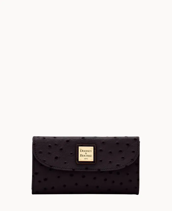 Dooney and Bourke Ostrich Continental Clutch Black WomenMen Clutches