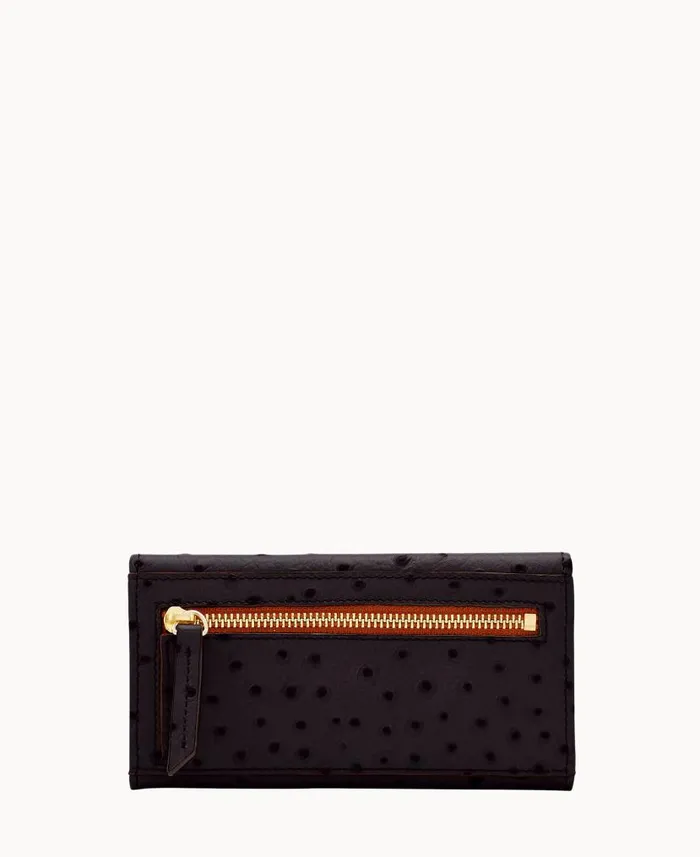 Dooney and Bourke Ostrich Continental Clutch Black WomenMen Clutches