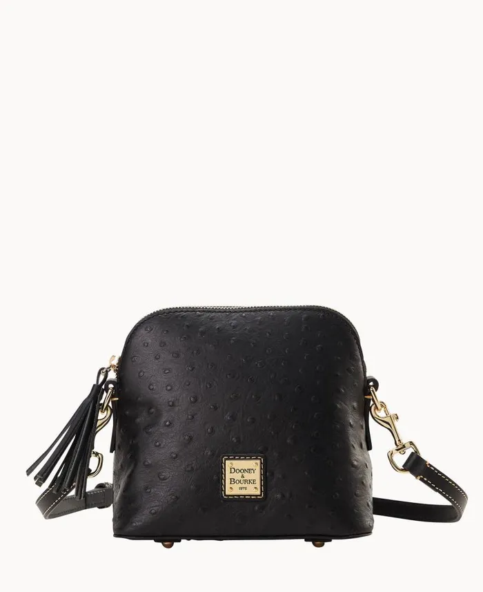 Dooney and Bourke Ostrich Domed Crossbody Black WomenMen Crossbodies