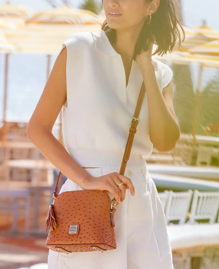 Dooney and Bourke Ostrich Domed Crossbody Black WomenMen Crossbodies