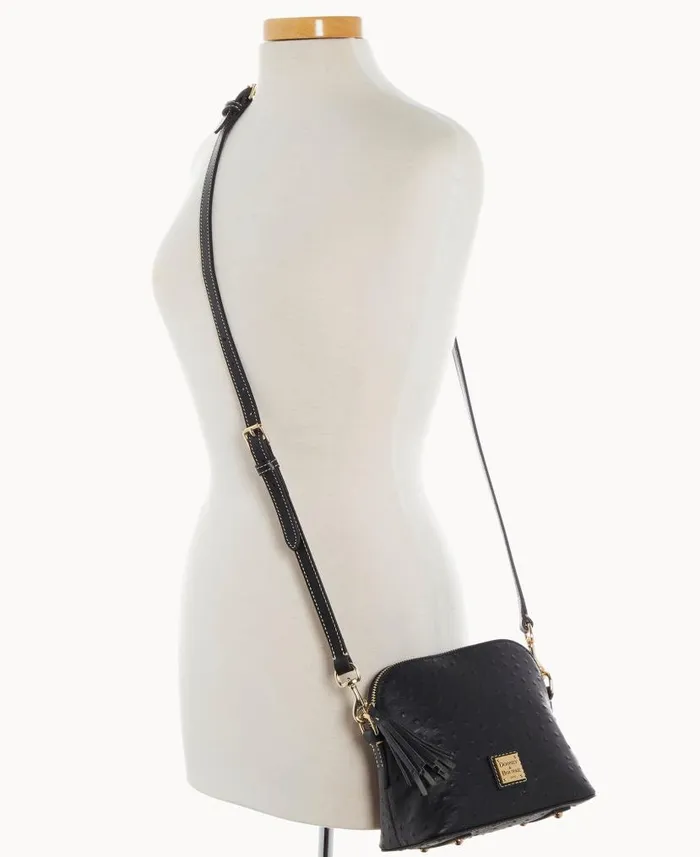 Dooney and Bourke Ostrich Domed Crossbody Black WomenMen Crossbodies