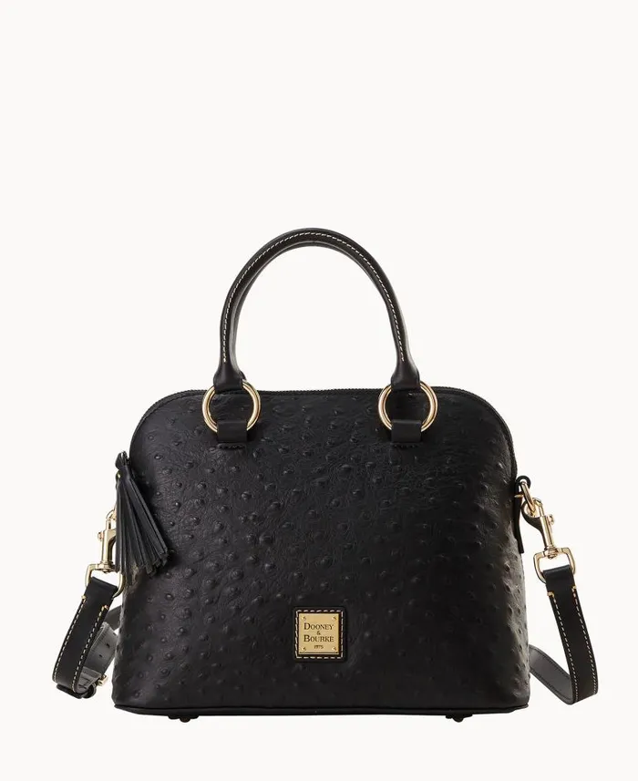 Dooney and Bourke Ostrich Domed Satchel Black WomenMen Satchels