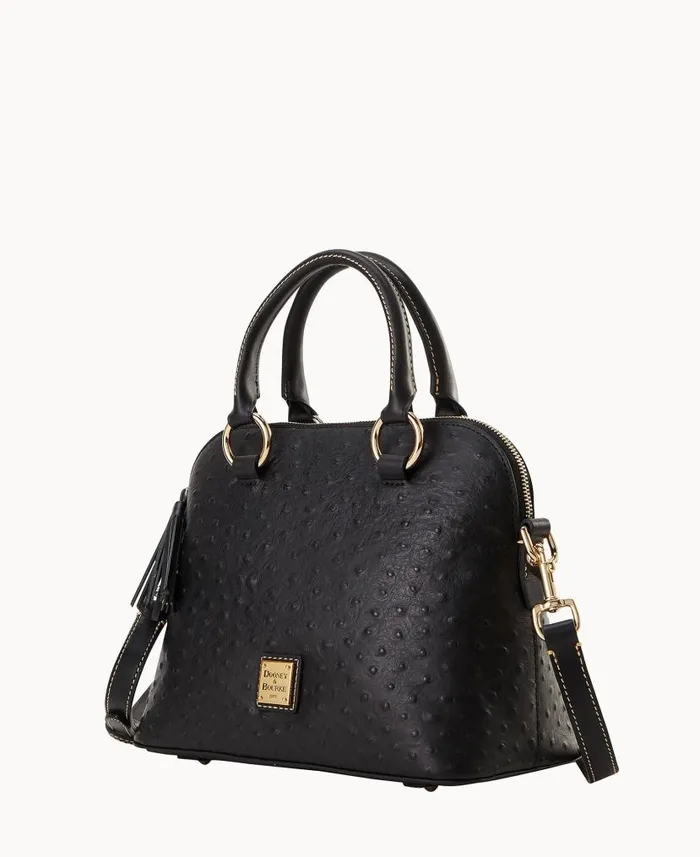 Dooney and Bourke Ostrich Domed Satchel Black WomenMen Satchels